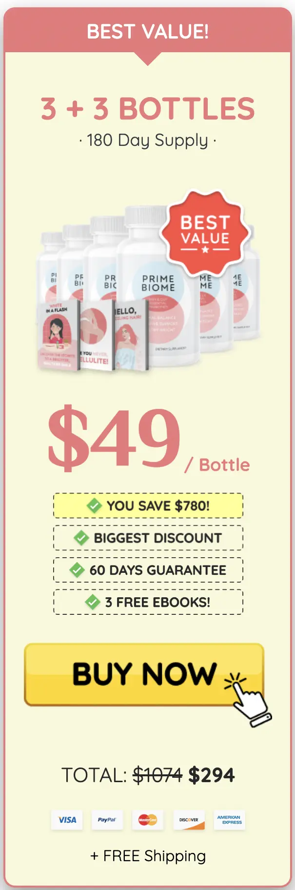 Primebiome 6 bottles